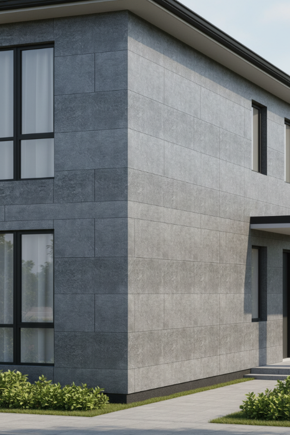 Steel Grey stone veneer Installation 1